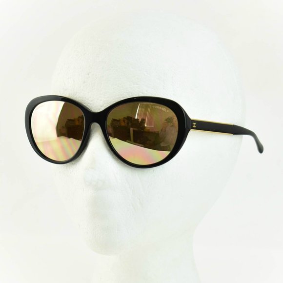 CHANEL Black/Gold CC 18k Gold Mirrored Sunglasses main image 8